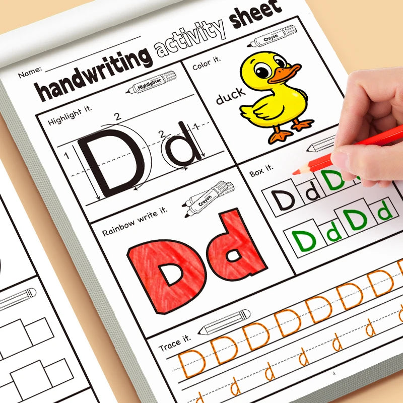Fun Activity Copybook English Letter Handwriting Exercise Book Children's Containing Fun Illustratio