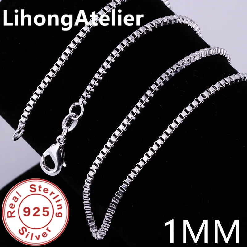 New 925 Sterling Silver Necklace 1mm Box Venetian Necklace Gold Plating Suitable For alternate view