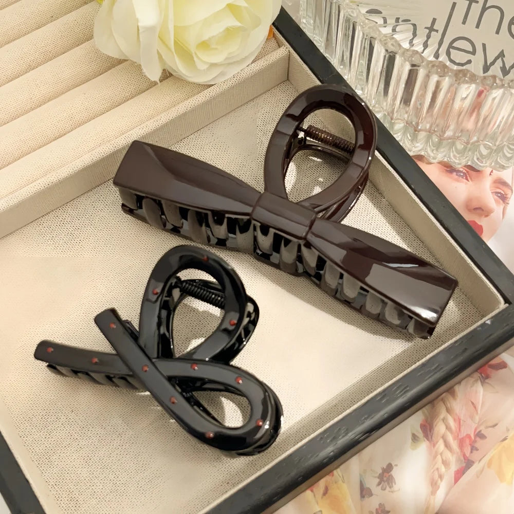 2pcs/set Hair Claw Clips for Women Girls Heart Bow Dots Leopard Large Small Crab Hair alternate view