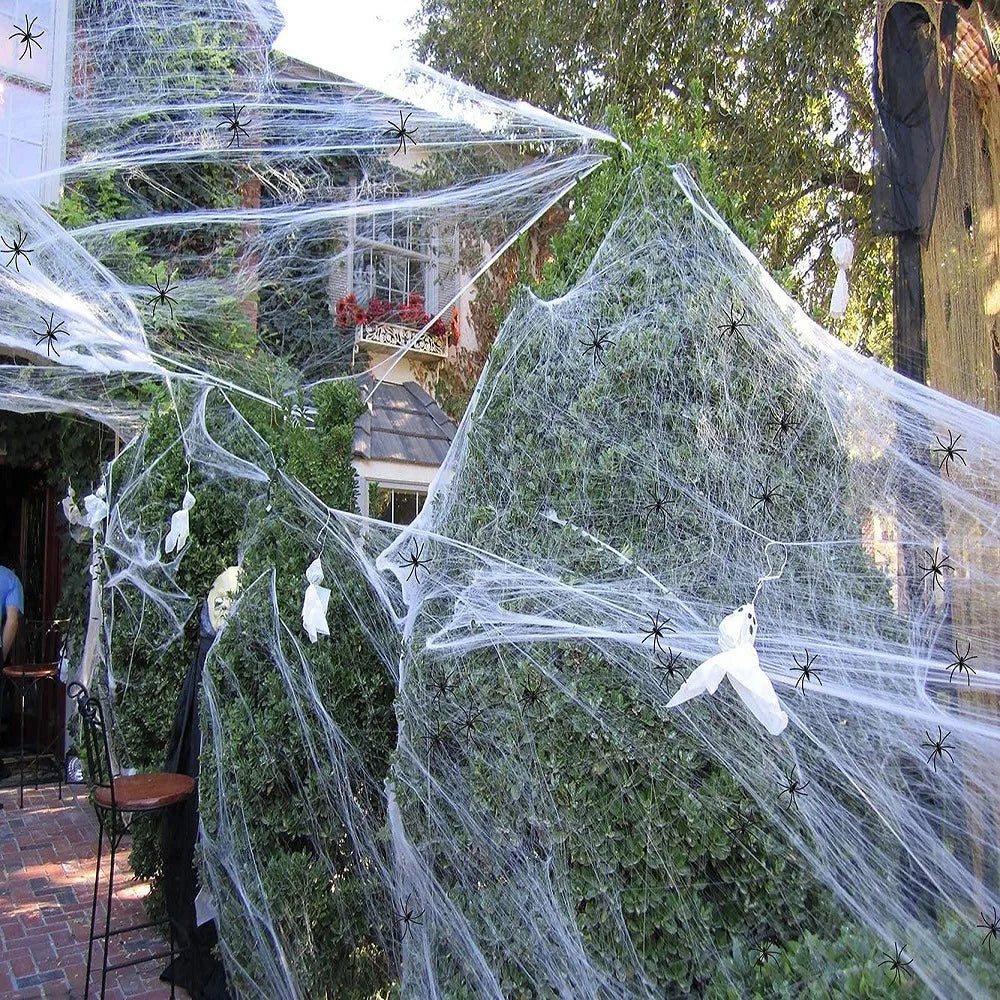 Halloween Decorations Artificial Spider Web Luminous Stretch detail view