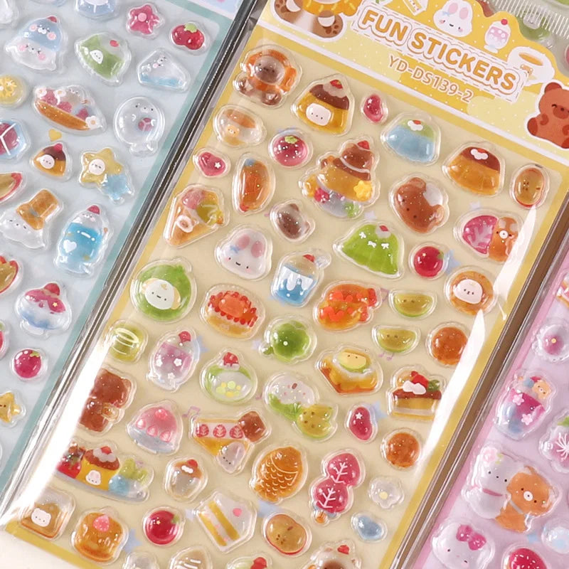 6-Style Japanese 3D Cute Stickers | Crystal Embossed Design for DIY Crafts detail view