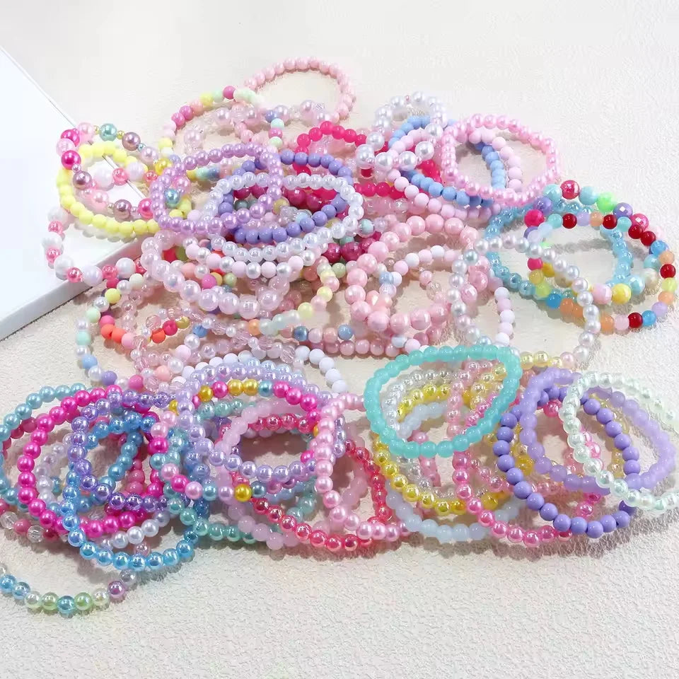 10Pcs Candy Color Beads Bracelet For Kids Girl Birthday Party Favors Baby Shower Guest Jewelry Gift