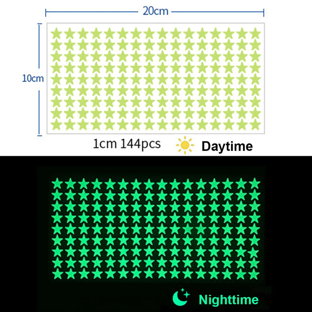 Glow In The Dark 3D Star Wall Stickers | Creative Luminous Room Decor lifestyle view