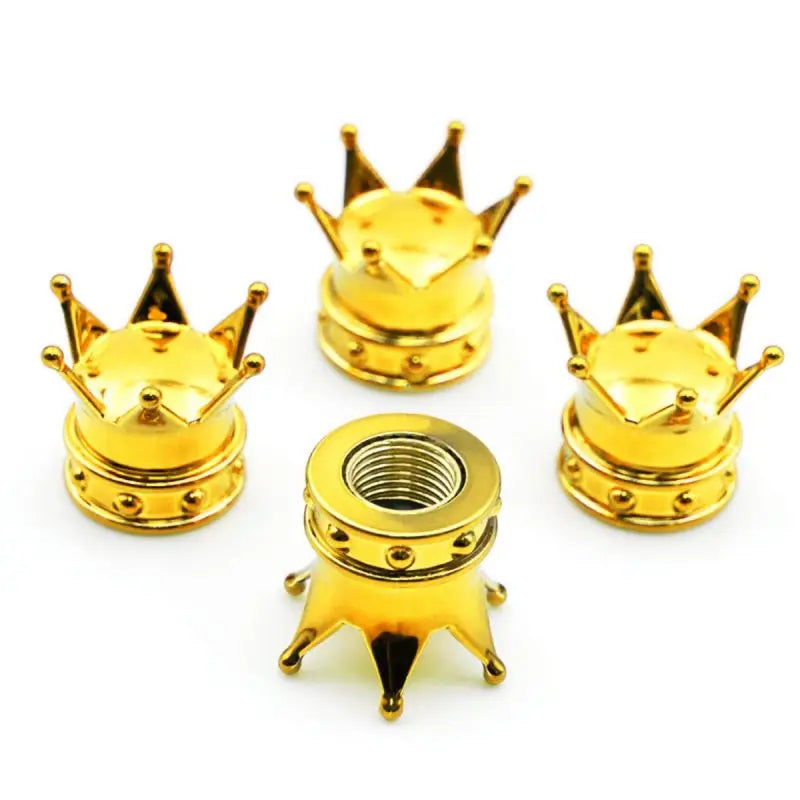 Universal Crown 4 PCS Car Wheel Tire Valve Caps Tyre Rim Stem Covers Airdust For Car A close-up view