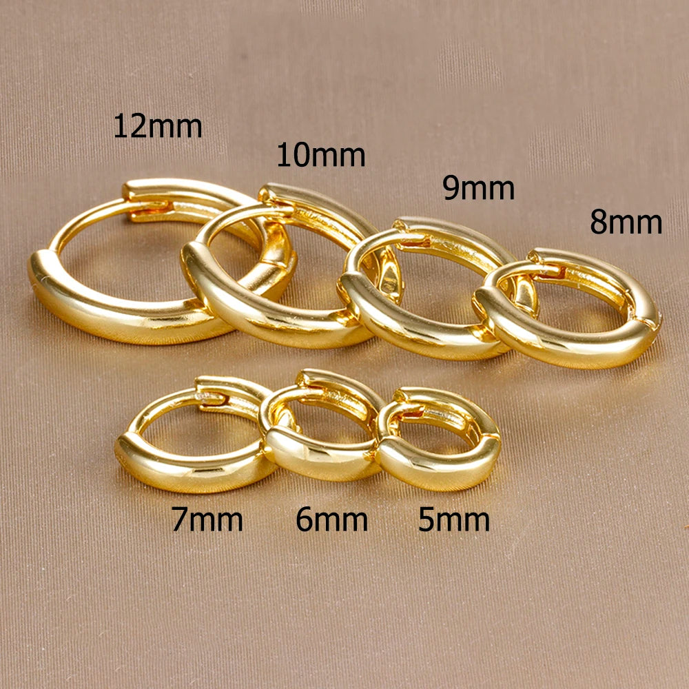 2PCS Stainless Steel Minimal Crystal Zirconia Hoop Earrings Gold Silver Color Small Hu close-up view