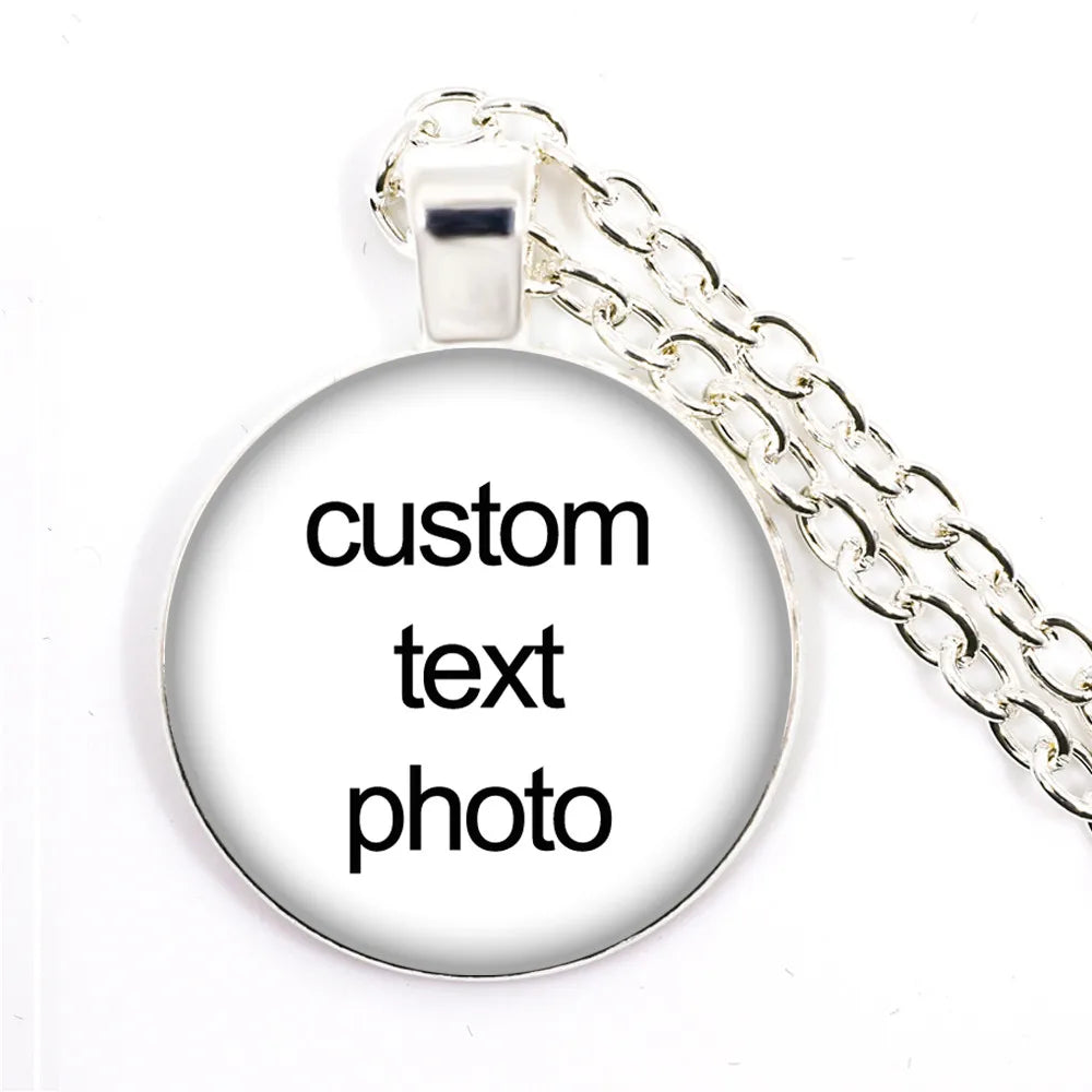 Custom Photo Necklace Crystal Angel Wing Personalized Glass Cabochon Pendant Neckla additional angle
