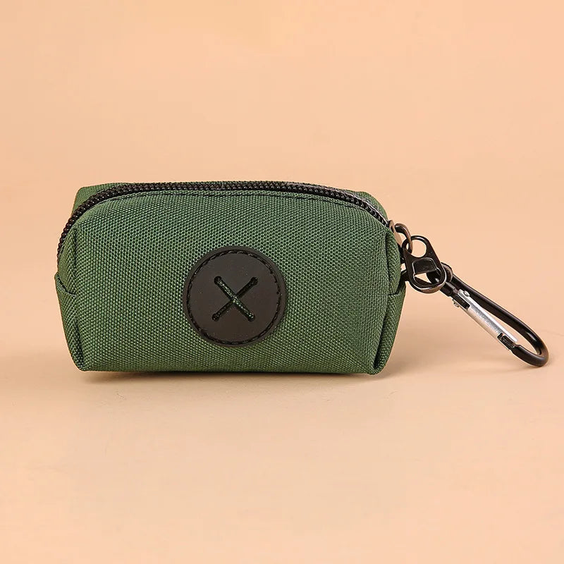 Canvas Dog Poop Bag Holder, Outdoor Pet Waste Bag Dispenser with Carabiner Clip, Anima close-up view