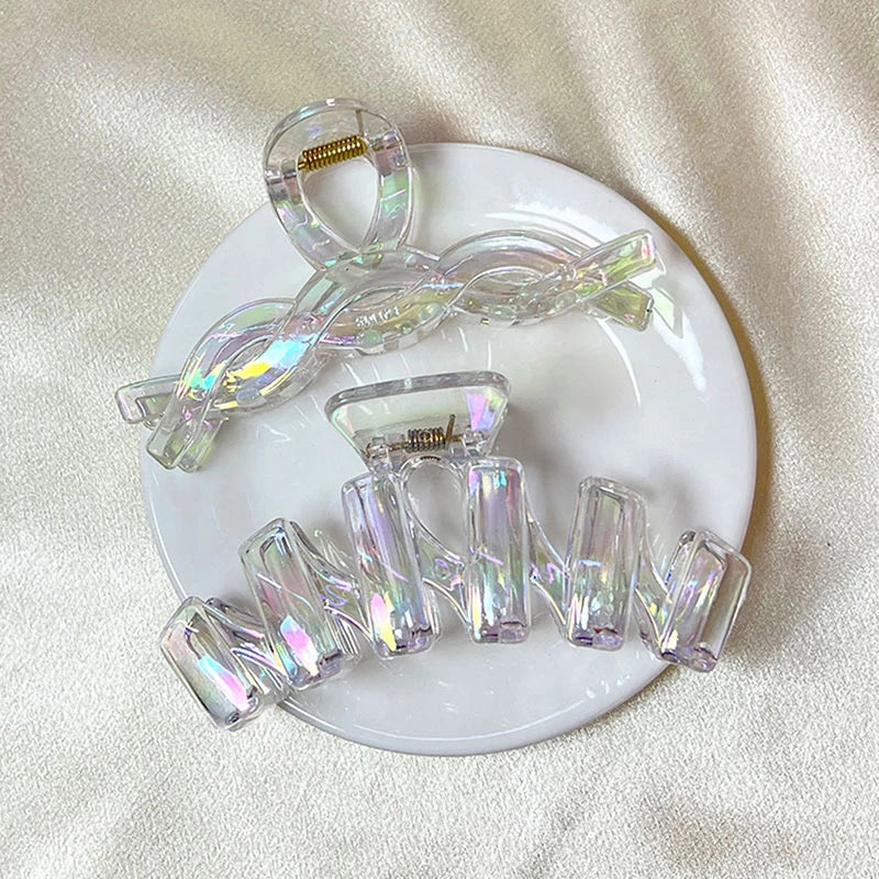 Women Hair Claw Korean Style Transparent Plastic Headband Hairpins Ponytail Claw Clip Crab Hair Accessories Headwear