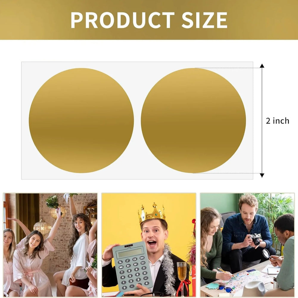 50pcs/ Pack 2" Inch, 50mm Gold Silver Scratch Off Stickers Labels for Lottery Tickets DI detail view