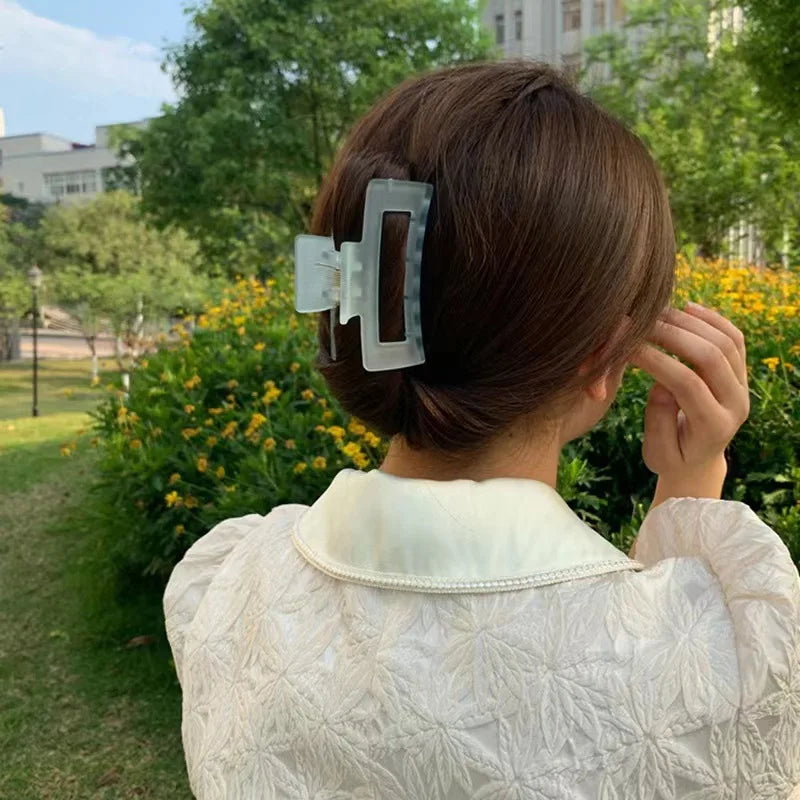 New Women Elegant Transparent Frosted Rectangle Hair Claws Lady Sweet Hair Decorate T alternate view