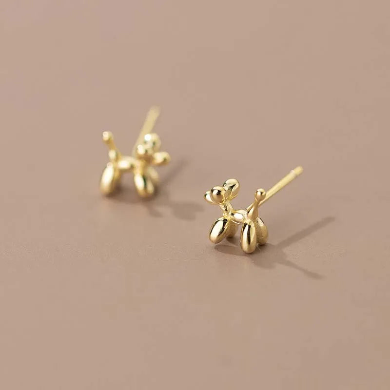 925 Sterling Silver Balloon Dog Stud Earrings | Fashion Animal Jewelry for Women Gi additional angle