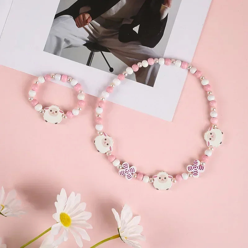 Girl Beads Toys Necklace and Bracelet Set for Girls | Unicorn Princess Jewelry Gift alternate view