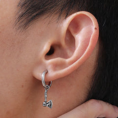 VNOX Viking Axe Hoop Earrings | Stainless Steel Men's Drop Dangle Earrings alternate view