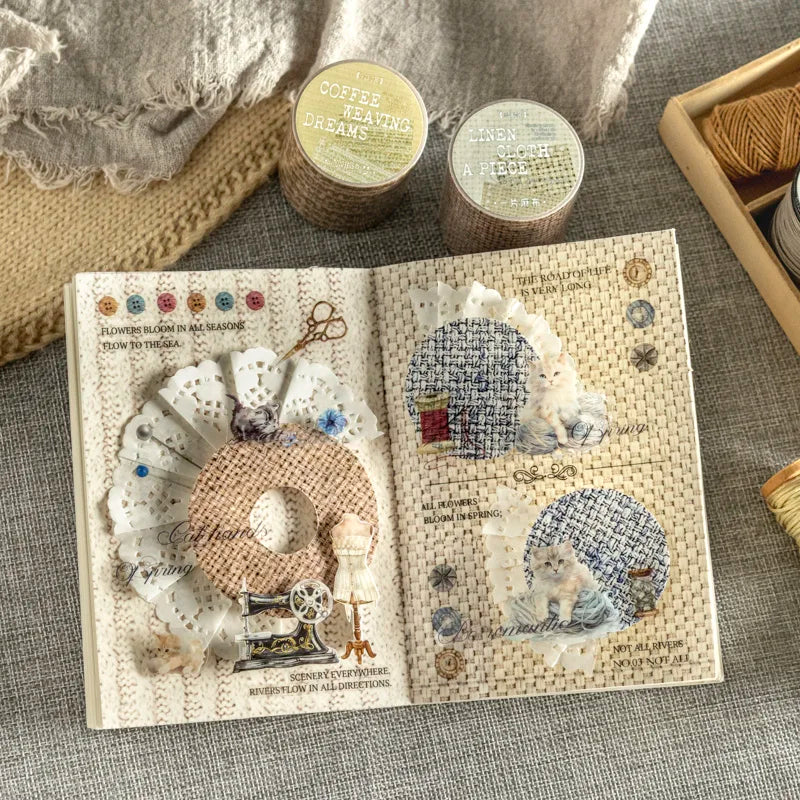 Vintage Fabric Texture Washi Tape | 4x200cm DIY Scrapbooking Roll lifestyle view