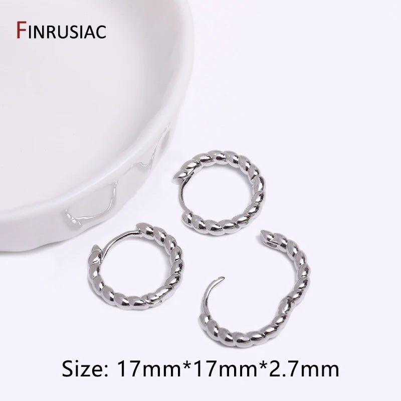 Gold Plated Brass Simple Hoop Earrings High Quality Women Earrings, Inlaid Zircon Trendy detail view