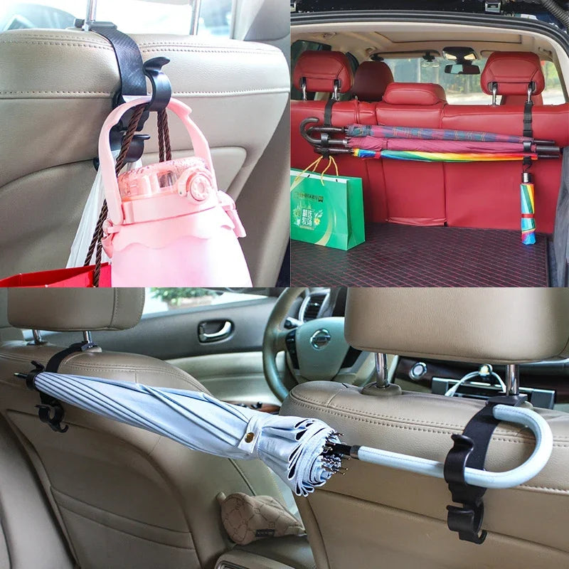 NEW 2Pc Car Back Seat Hook Multifunctional Rear Seat Headrest Hook Holder Adjustabl additional angle