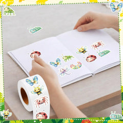 1 Roll Spring Insect Stickers Decal Reward Cute Office Supplies Incentives Animals Sti close-up view
