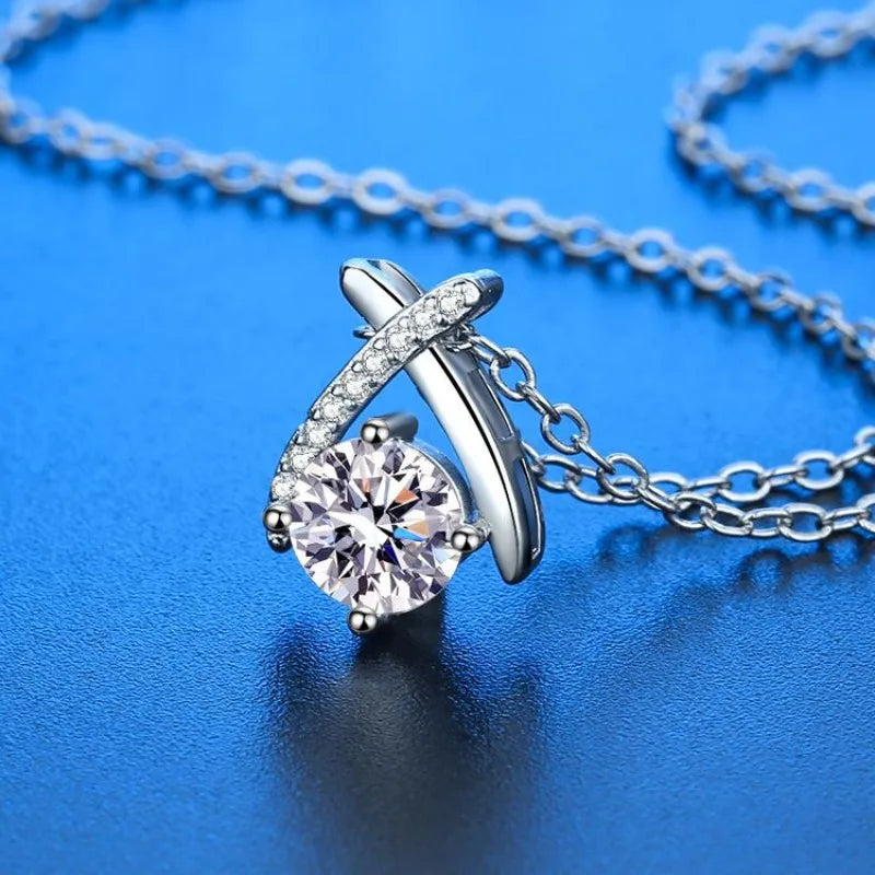 New 925 Silver Necklace Pendant Shining Zircon For Women Sterling-Silver Classics Fashio detail view