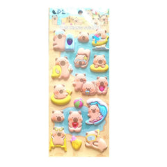 4 Pcs Capybara Cubs Kids' Cartoon Soft High-Foam Stickers - Super Raised, Cute & Adorable, Removable Adhesive