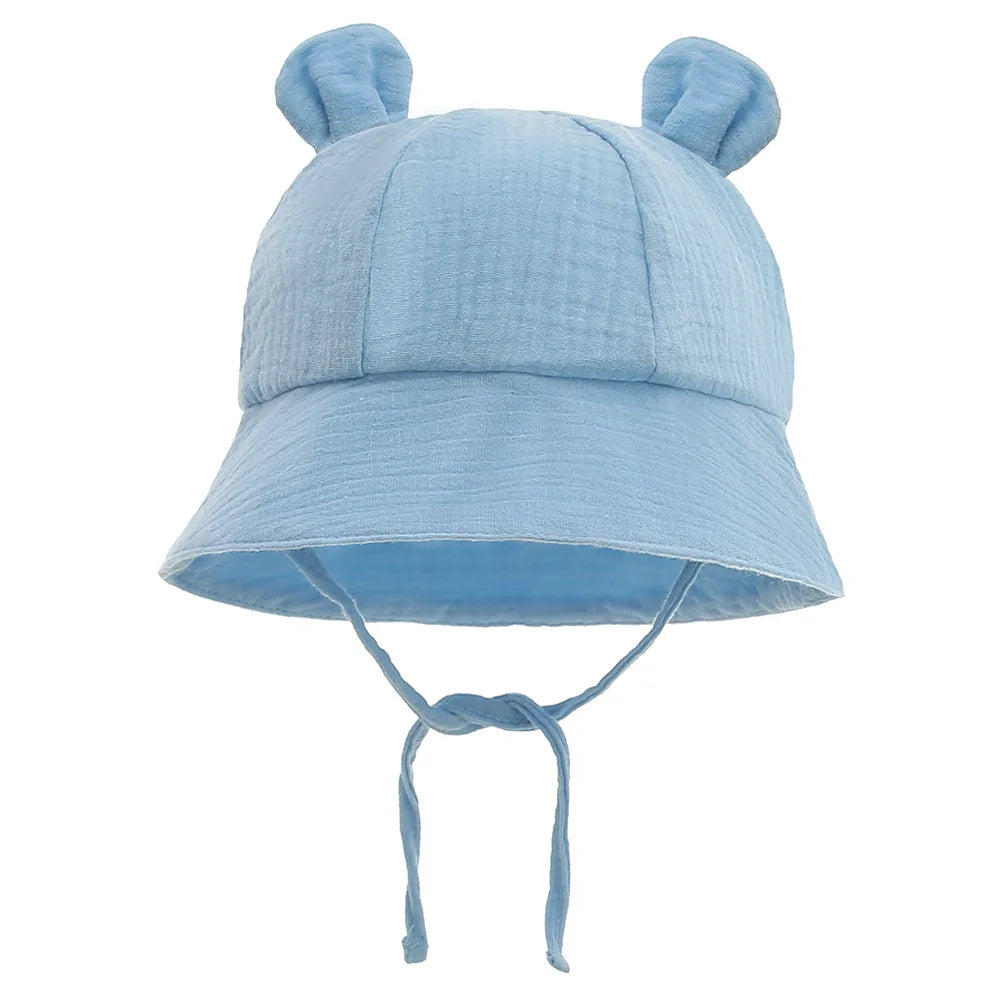 Muslin Baby Sun Hat for Newborn | Cotton Bucket Hat for Infant Summer lifestyle view