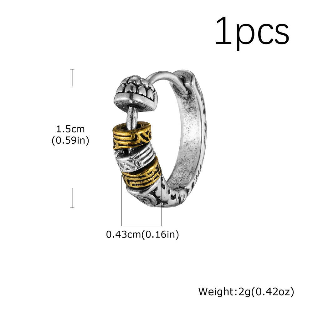 Creative Unique Design Textured Metal Chunky Hoop Earrings for Men Fashion Hiphop Par alternate view