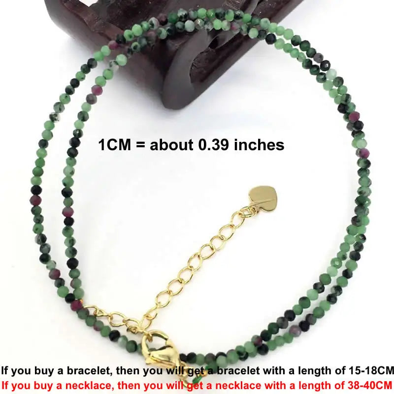 Faceted Gemstone Beaded Necklace and Bracelet Set | Natural Crystal Choker Jewelry for close-up view
