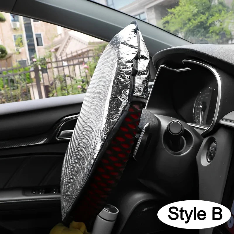 Steering Wheel Sun Shade Foldable Anti-UV | Silver