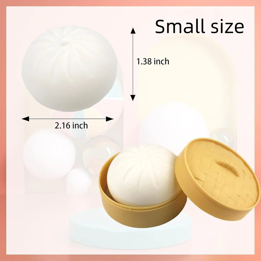 Colorful Dumpling Squishy Stress Ball | Simulation Food Bun with Steamer Fidget Toy lifestyle view