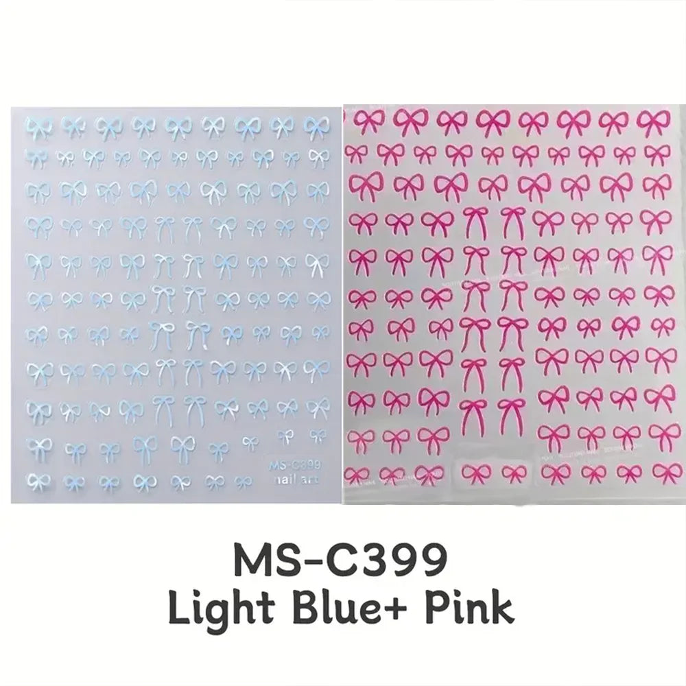 1/2pcs Black White Pink Mini Bowknot Design Nail Art Sticker Self Adhesive Lace Ribbo lifestyle view