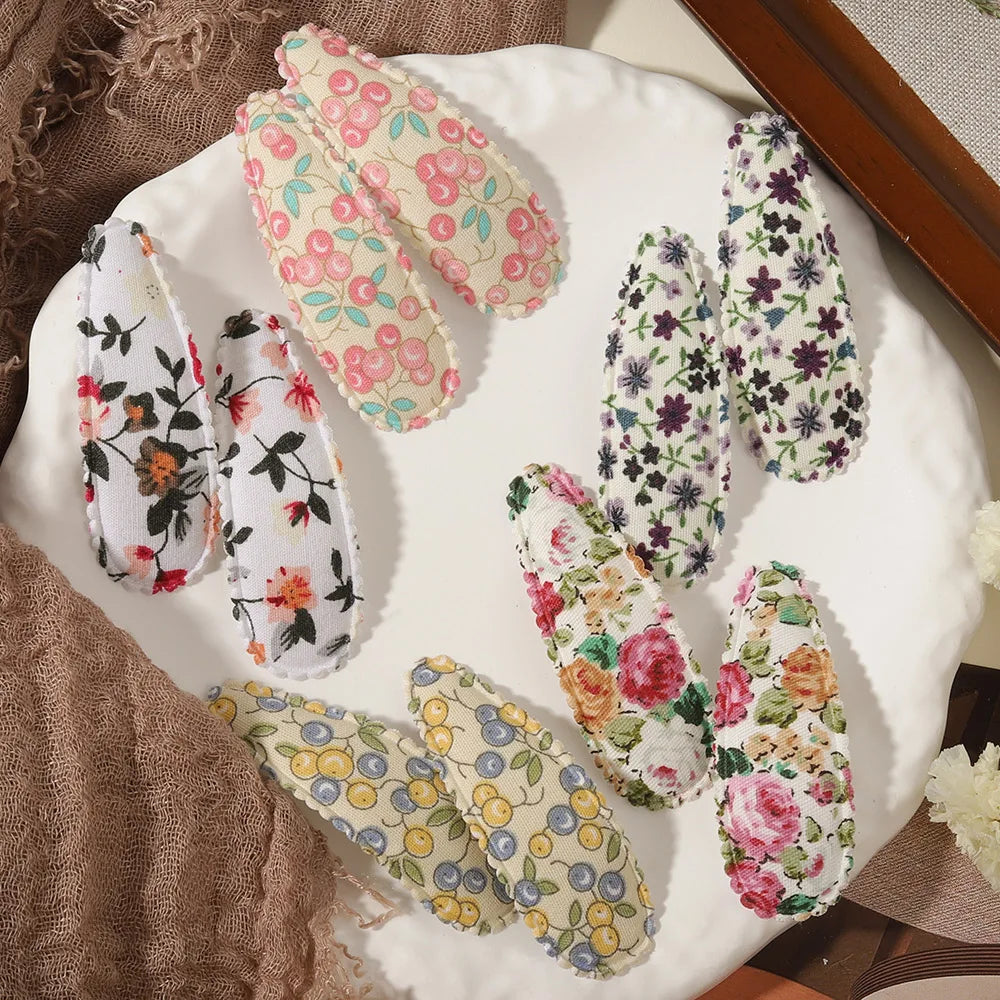 1 Set Printed Fabric Hair Clips Sweet Handmade BB Hair Clips Baby Girl Bangs Fixed Edge Clips Children's Hair Accessories Gifts