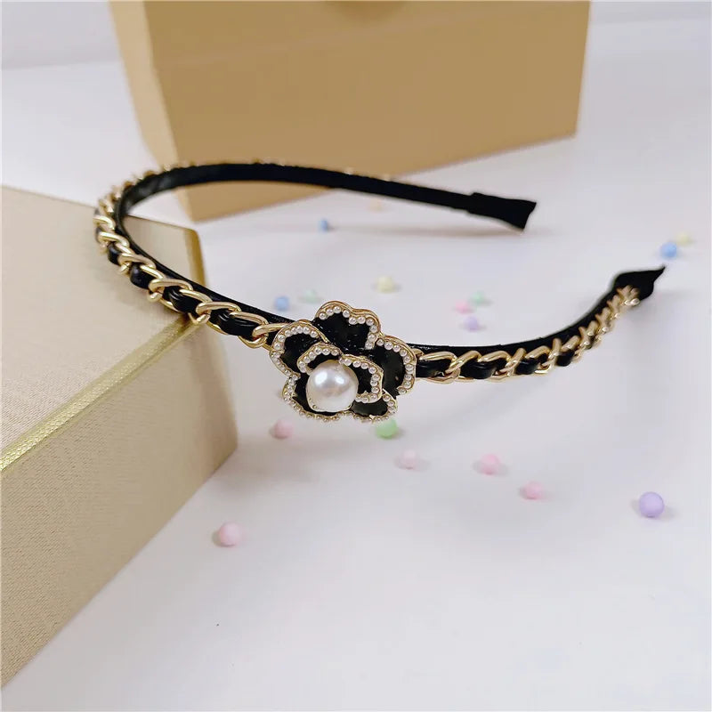 Leather Solid Color Knotted Hairband knitting Hair Hoop Bow Headband Women Girls Re additional angle