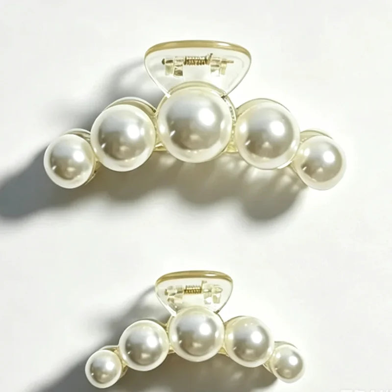 1/4pcs White Pearl Hair Clip Claw for Woman Korean Elegant Shark Clip Fashion Girl's Ponytail Clip Hair Accessories