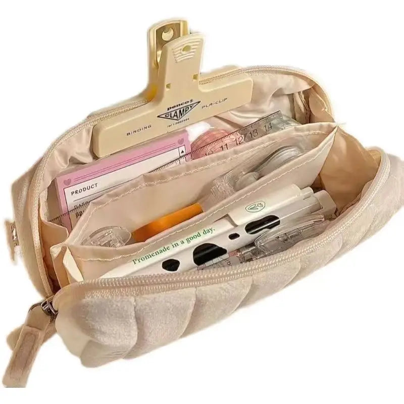 Cloud Bread Milk Fufu Pencil Case | Aesthetic Large Capacity Pencil Bag close-up view