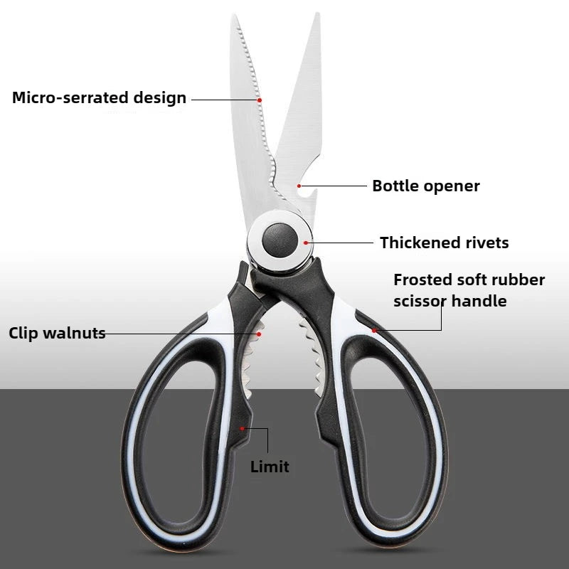 Stainless Steel Kitchen Scissors | Heavy Duty Multipurpose Shears detail view