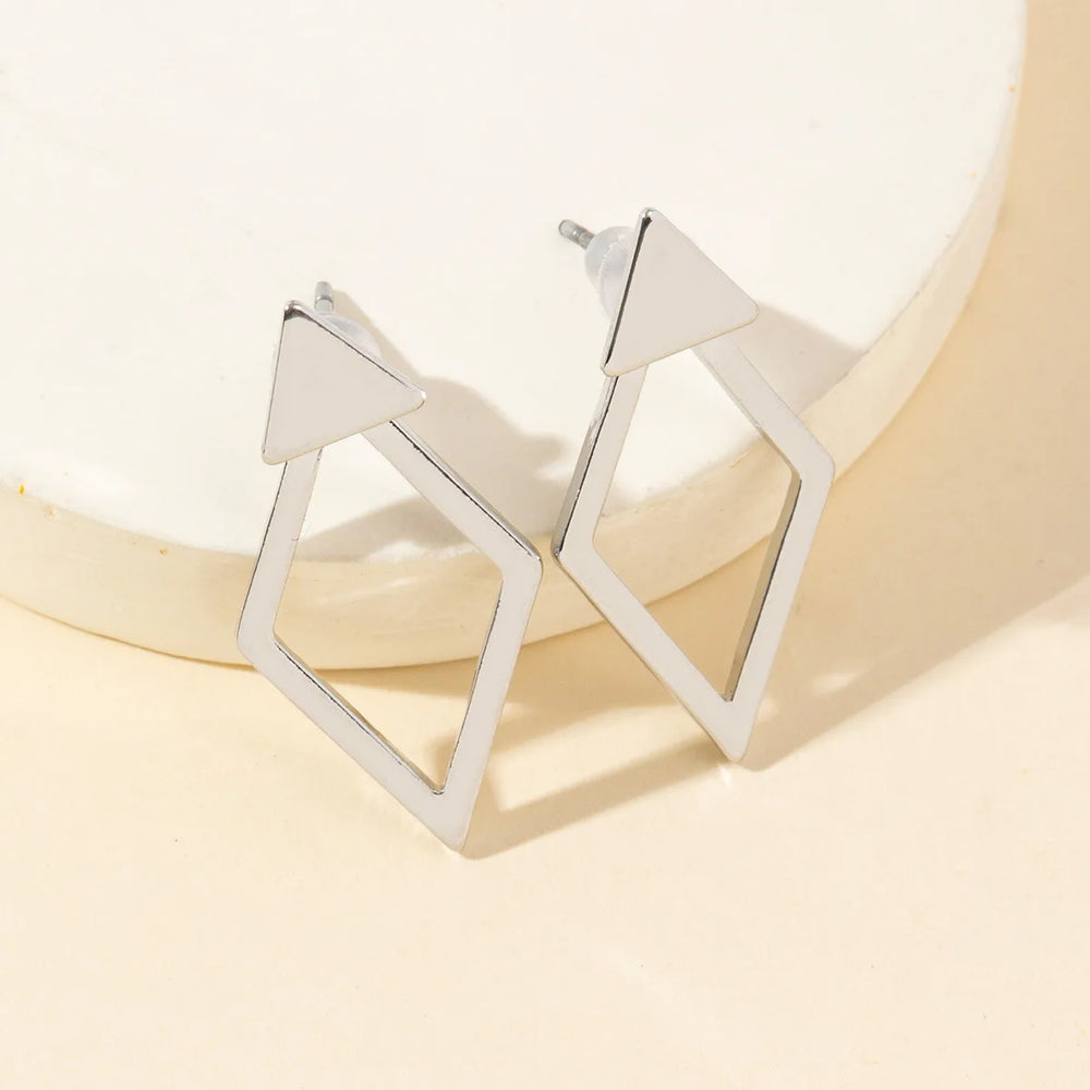 FTCY Minimalist Geometric Square Stud Earrings for Women Double-layer Detachable Tr additional angle