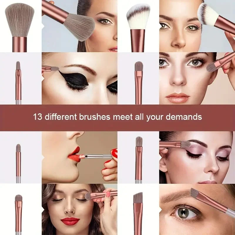 13-Piece Makeup Brush Set | Complete Eye Shadow, Concealer & Powder Brush Kit lifestyle view