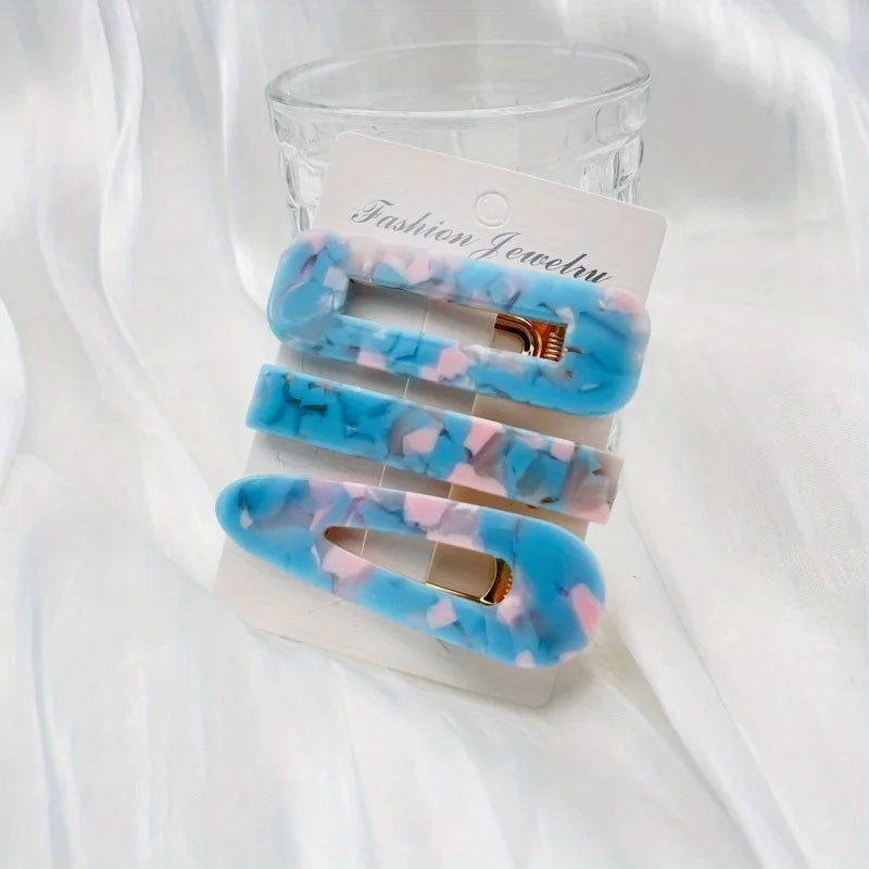 3pcs/set Acetate Hollow Water Drop Long Strip Hairpin Simple Duck Beak Clip Broken Ha alternate view
