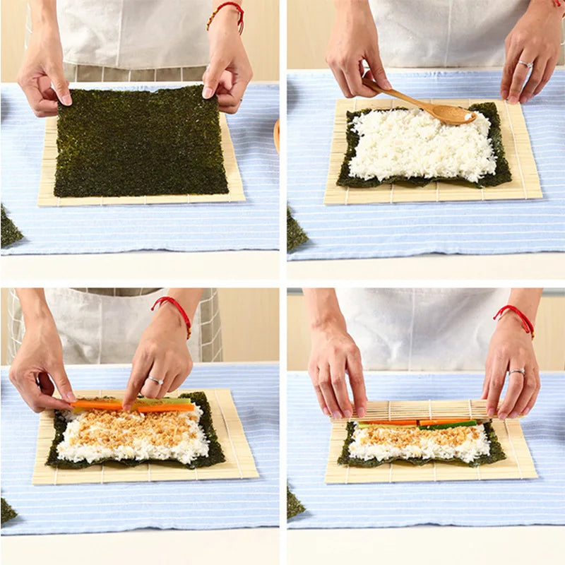 1Pcs Sushi Curtain Rolling Mat Sushi Spoon DIY Onigiri Rice Roller Kitchen Gadgets Co alternate view