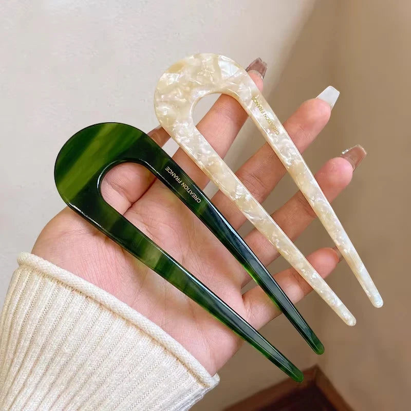 1/2/3/5pcs U-shaped Acrylic Hairpin for Women Elegant Temperament Ponytail Hair Cli additional angle
