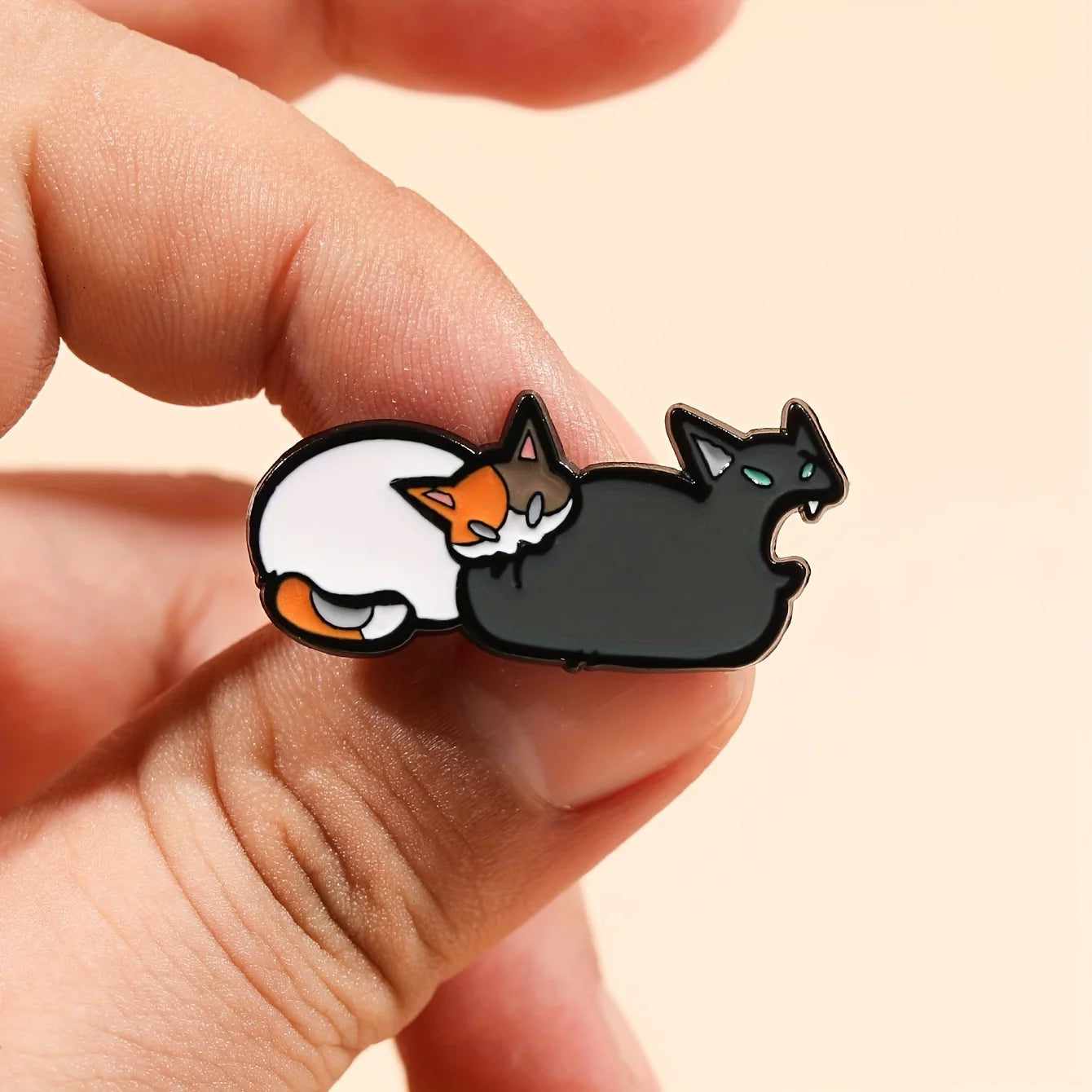 Mean Cat Enamel Brooch Pin - Cute Cat Design with Orange Ears, Durable Zinc Alloy, Perfect for Lapel Bag or Jewelry, Ideal Gift