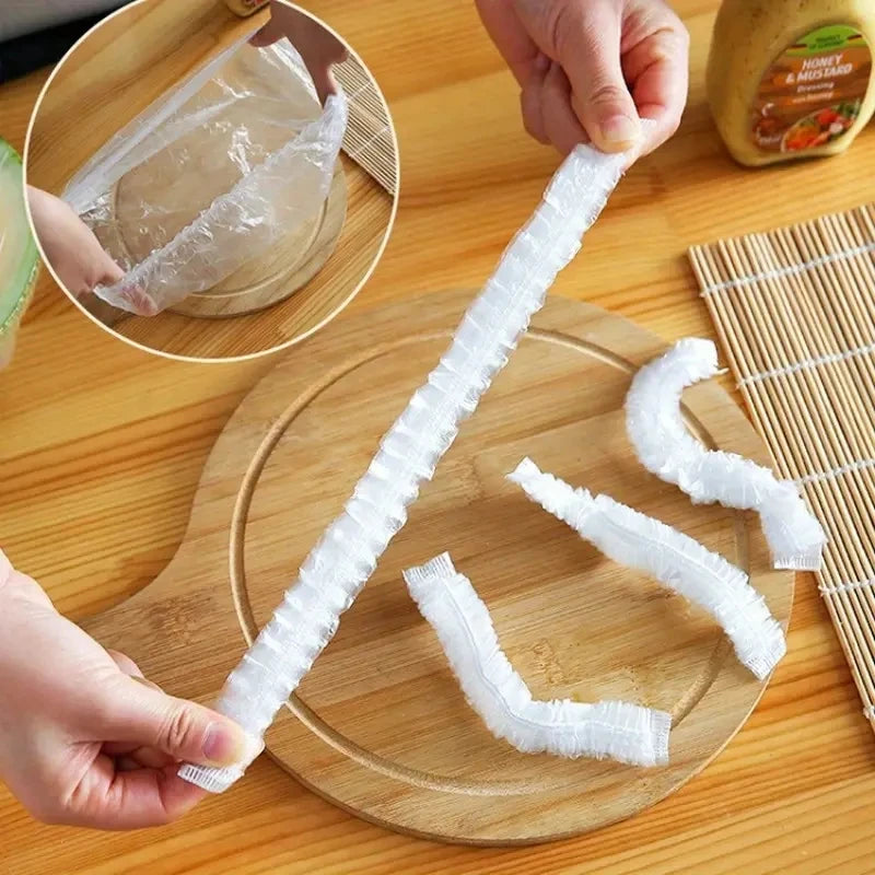 Reusable Disposable Food Cover Plastic Wrap Durable Elastic Food Lids For Bowls Elasti close-up view