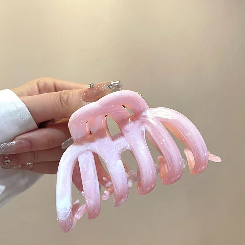 Korean Style Acrylic Pumpkin Hair Clip for Woman Elegant Temperament Shark Clip Fashion Girl's Ponytail Hair Clamp