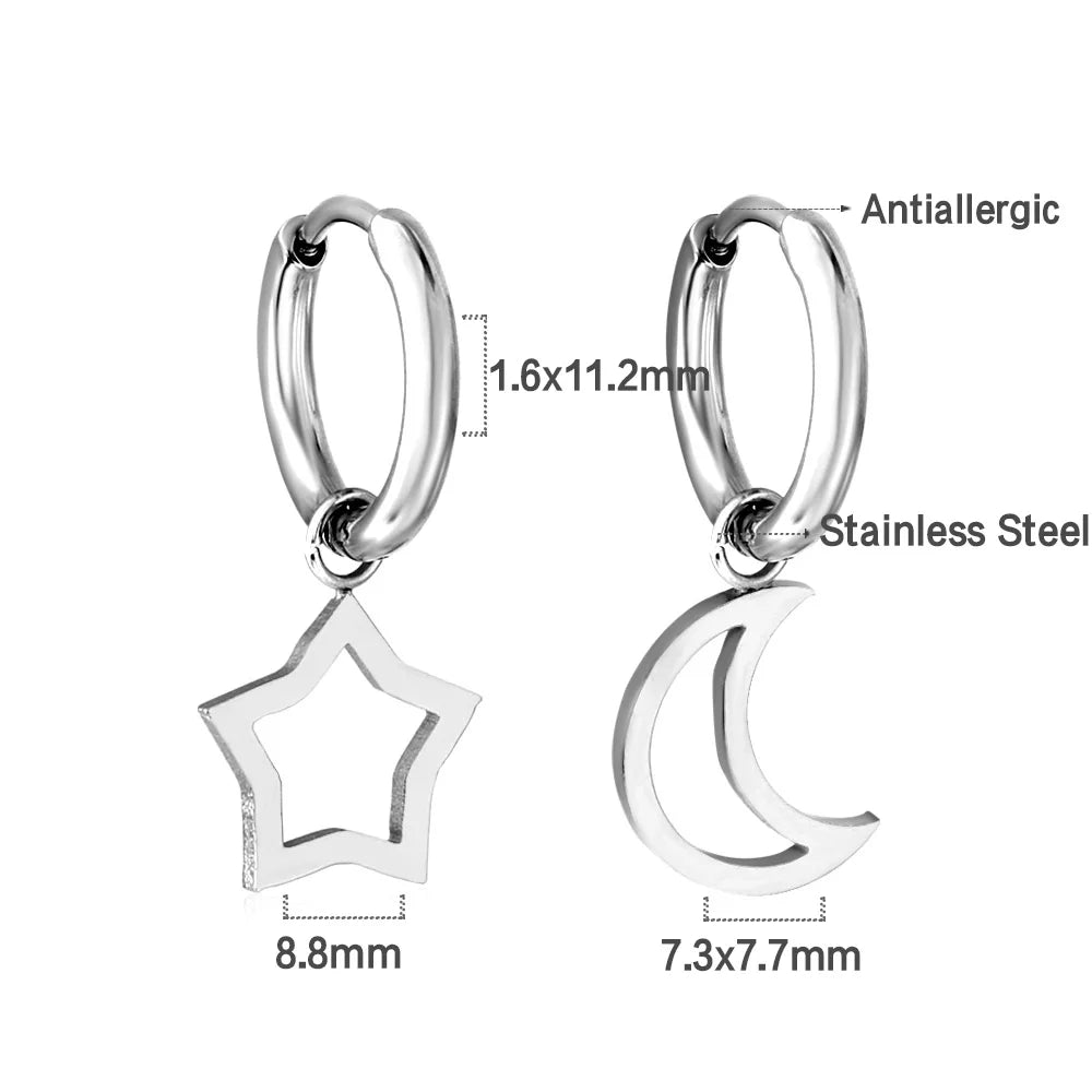 LUXUSTEEL Trendy Cross Women's Stainless Steel Hoop Earrings Colorful Metal Stud Drop Earrings Fashionable Jewelry Gift
