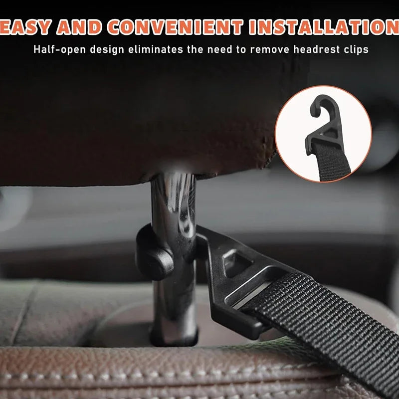 NEW 2Pc Car Back Seat Hook Multifunctional Rear Seat Headrest Hook Holder Adjustable U close-up view