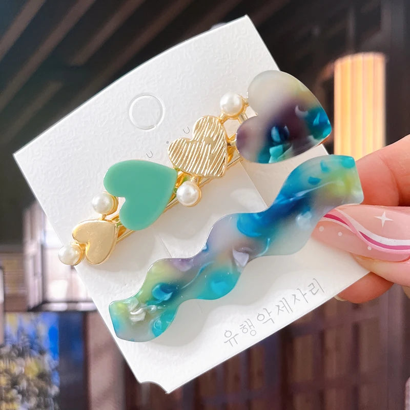 2/3pcs Hairpins Set Geometric Acetate Heart Hair Clips for Women Fashion Jewelry Girl alternate view