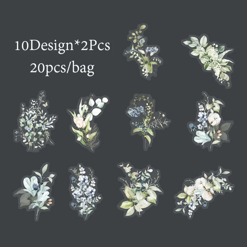 Plant Themed Sticker Pack | 20PCS DIY Decorative Scrapbook Stickers close-up view