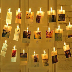 LED Photo Clip Fairy String lights Card Holder Garland lamp for Christmas Wedding Part close-up view
