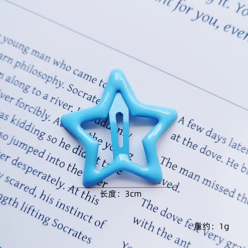 10pcs Colorful Star BB Hair Clips Girls Y2K Cute Star Barrettes Women Simple Metal Sna close-up view