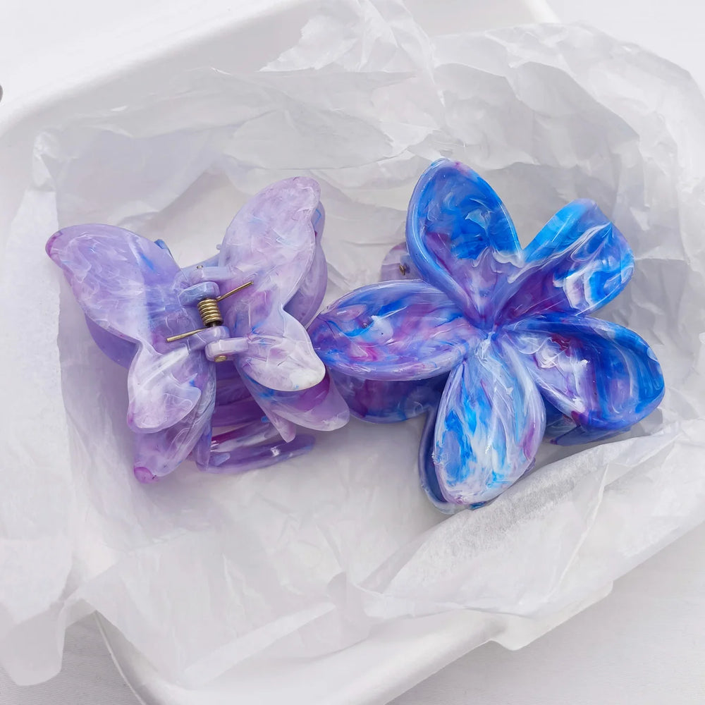 3/6/9/12PCS Hawaiian Gradient Flower Hair Claw Clip For Women Girl Fashion Plastic No alternate view