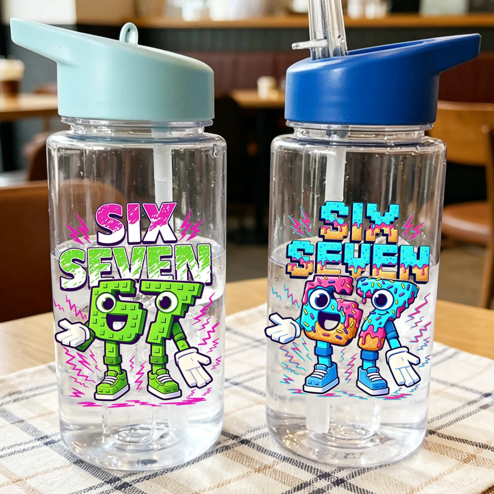 1 Piece 500ml (17 fl oz) 67 Printed Straw Cup, Summer Water Bottle, BPA Free, Portable Sports Outdoo